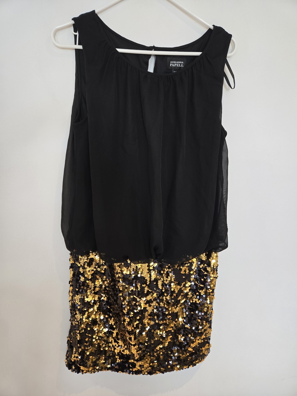 Adrianna Papell Black & Gold Sequin Women’s Skirt Dress